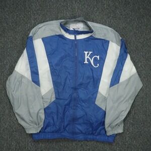 VINTAGE Kansas City Royals Jacket Men XL Blue Gray Starter Full Zip Windbreaker